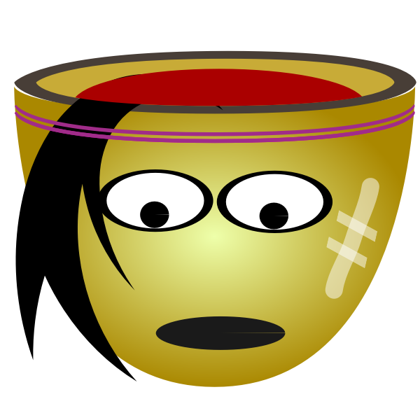 SVG Vector drawing of green emo boy face cup