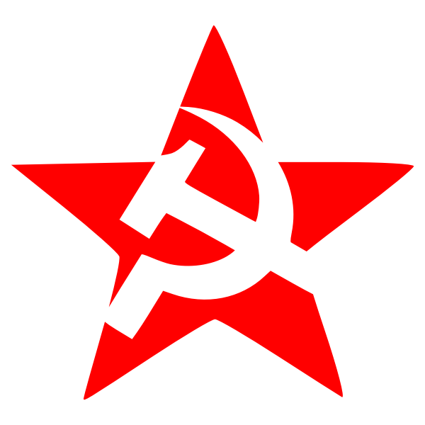 SVG Vector drawing of hammer and sickle in five leg star