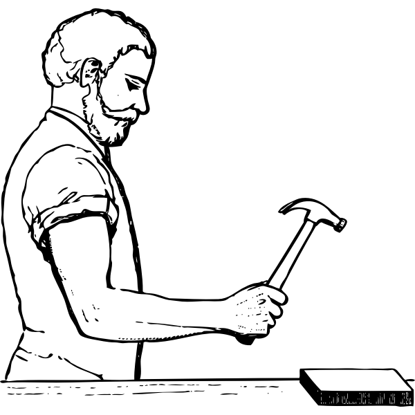 SVG Vector drawing of hammering wood