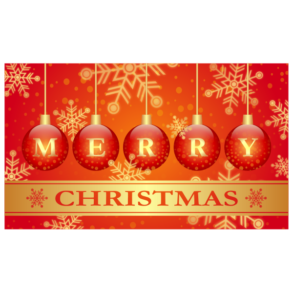 SVG Vector drawing of hanging tree decorations Christmas greeting card