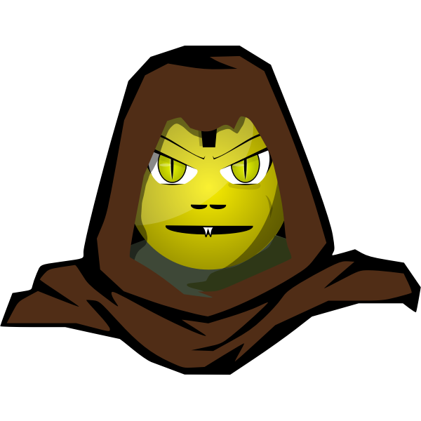 SVG Vector drawing of hooded monster character