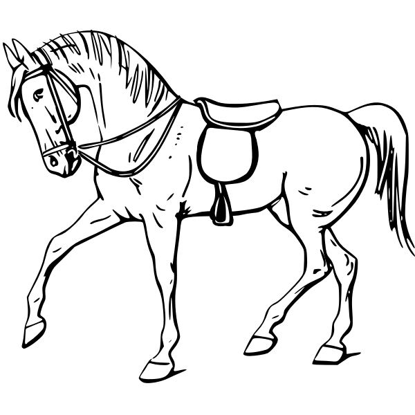 SVG Vector drawing of horse with a saddle