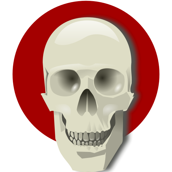 SVG Vector drawing of human skull over a red circle