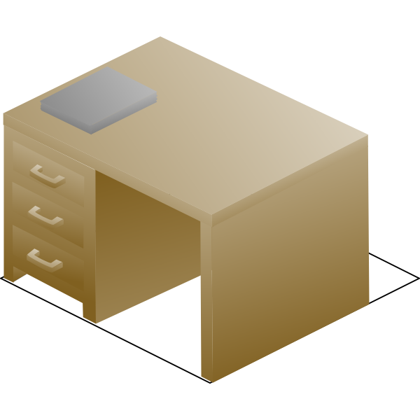SVG Vector drawing of isometric desk right front view
