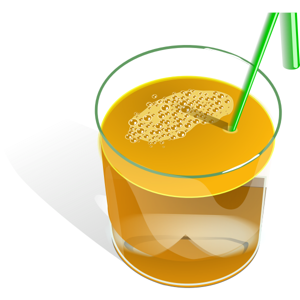 SVG Vector drawing of juice in a glass with green straw