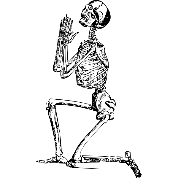 SVG Vector drawing of kneeling skeleton
