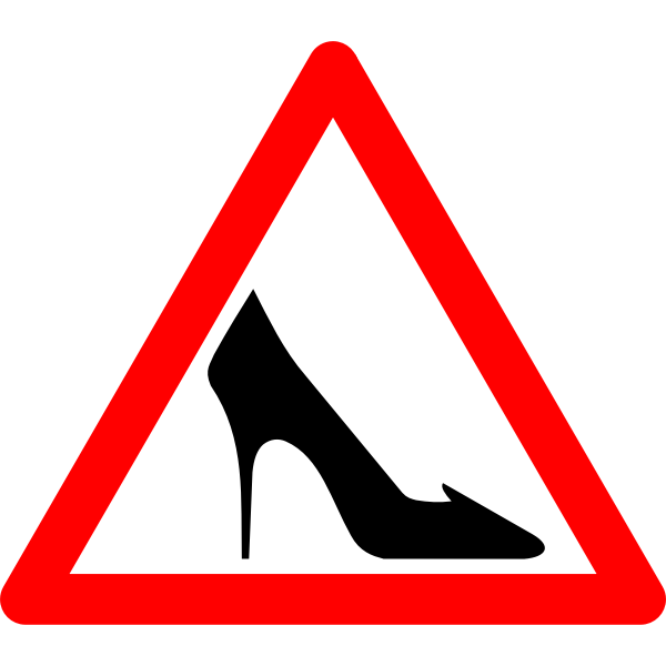 SVG Vector drawing of ladies shoes warning traffic sign