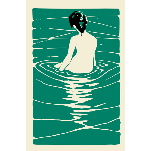 SVG Vector drawing of lady bathing in a hot spring