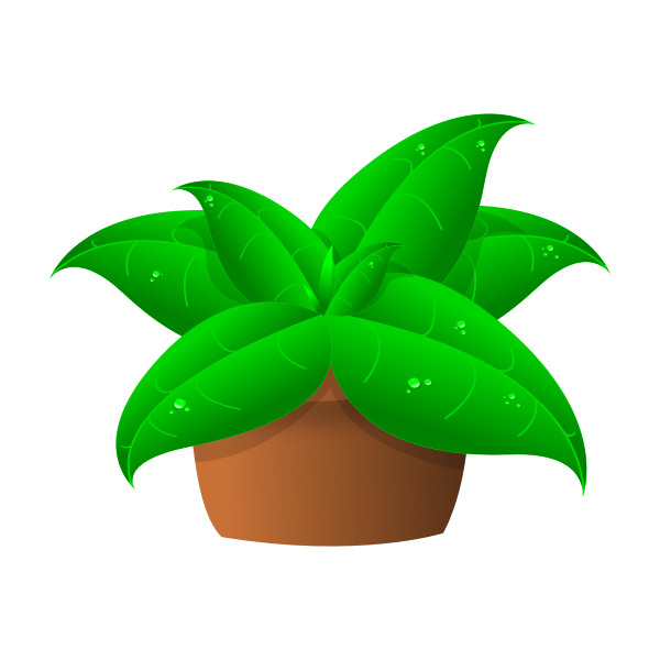 SVG Vector drawing of large green leaves plant in pot