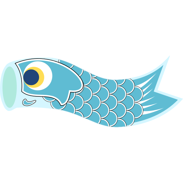 SVG Vector drawing of light blue Koinobori