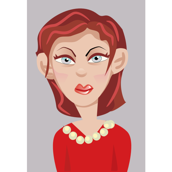 SVG vector drawing of lop-eared woman caricature
