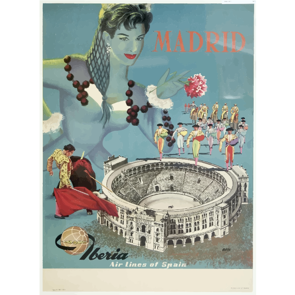 SVG Vector drawing of Madrid vintage travel poster