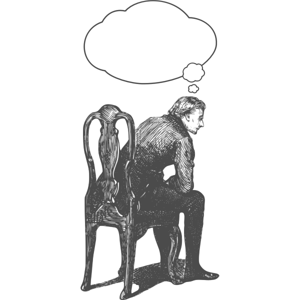 SVG Vector drawing of man sitting on chair and thinking