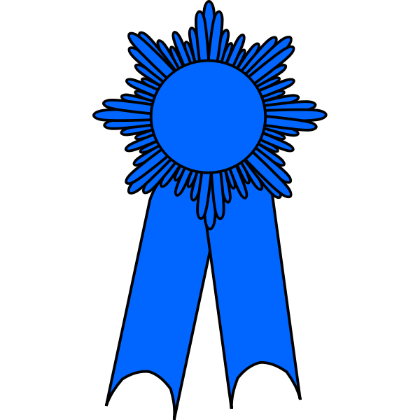 SVG Vector drawing of medal with a blue ribbon