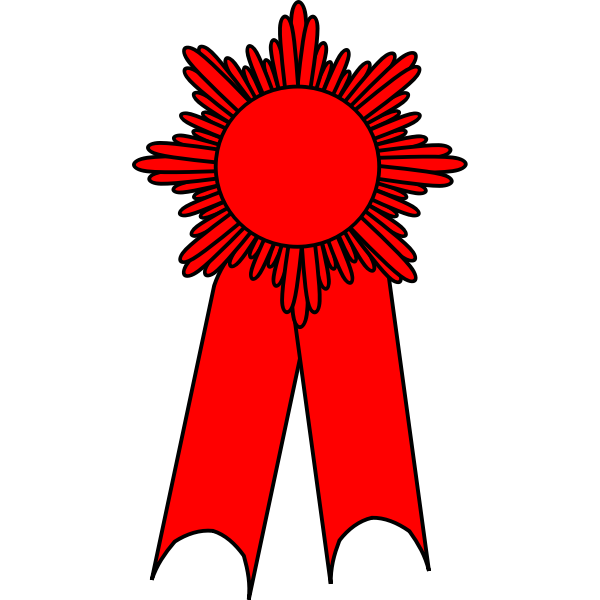 SVG Vector drawing of medal with a red ribbon