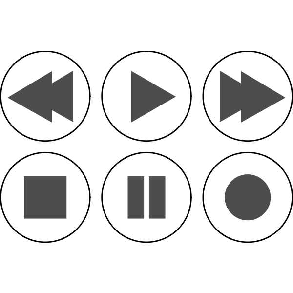 SVG Vector drawing of monochrome media player buttons