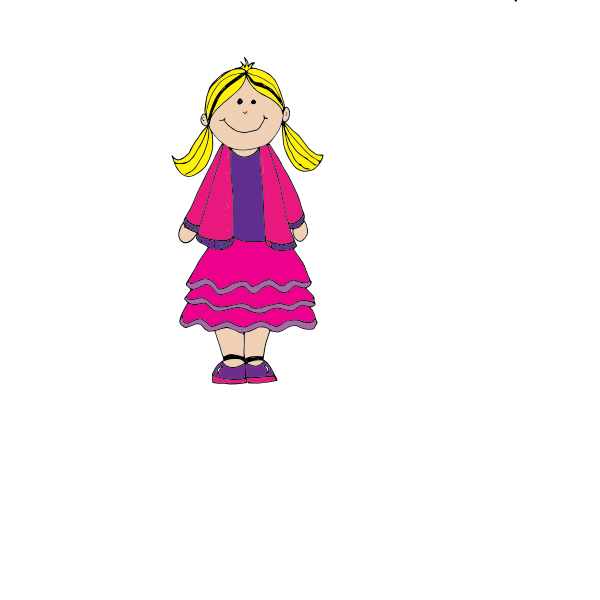 SVG Vector drawing of nerdy girl in purple dress