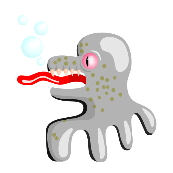 SVG Vector drawing of octopus with tongue out