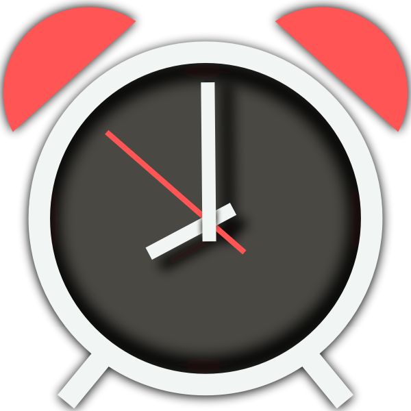 SVG Vector drawing of old style alarm clock with pink detail