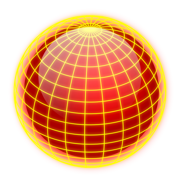 SVG Vector drawing of orange and yellow wired globe