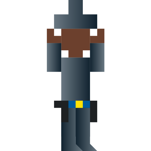 SVG Vector drawing of panicking cowboy pixel art