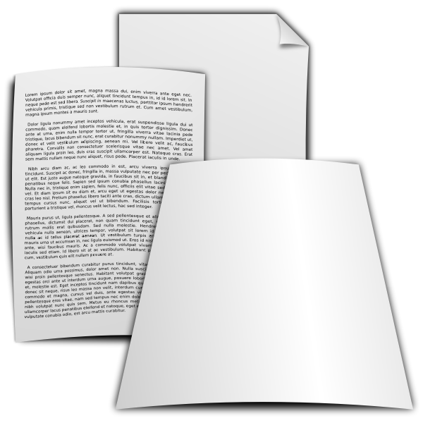 SVG Vector drawing of paper documents with print