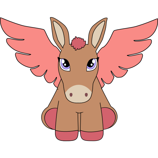SVG Vector drawing of pegasus donkey with pruple eyes