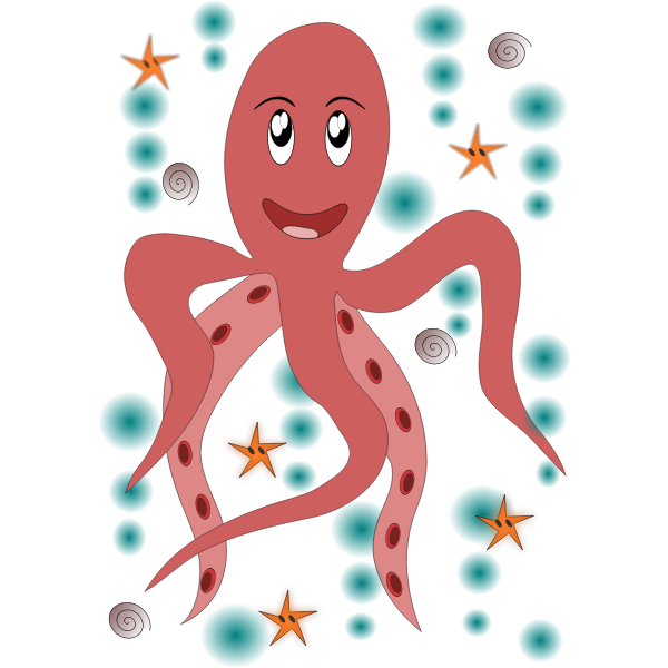 SVG Vector drawing of pink octopus