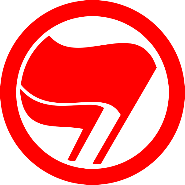 SVG Vector drawing of red antiimperialist action label