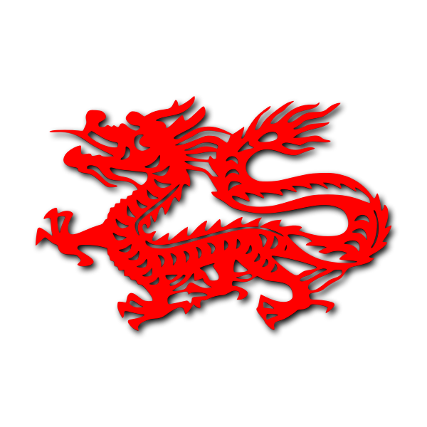 SVG Vector drawing of red Chinese dragon imprint