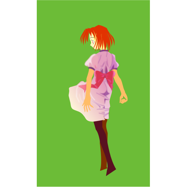 SVG Vector drawing of red haired anime character