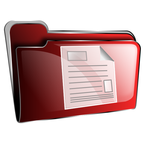 SVG Vector drawing of red plastic folder with document icon