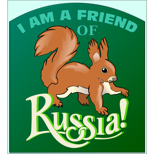 SVG Vector drawing of red squirrel on Russia poster