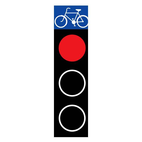 SVG Vector drawing of red traffic light for bicycles