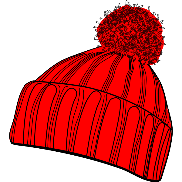 SVG Vector drawing of red winter bobcap