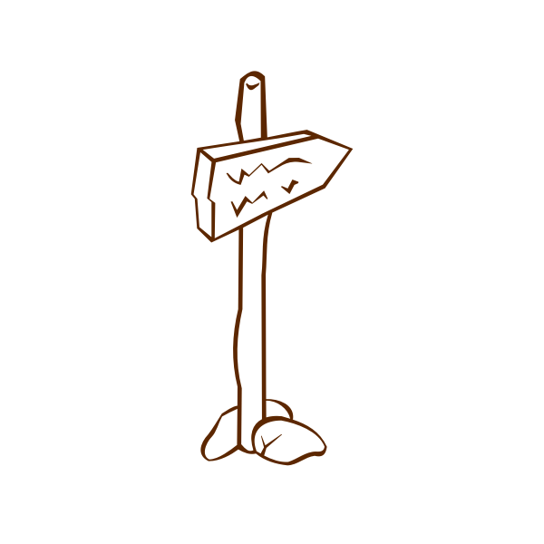 SVG Vector drawing of role play game map icon for a roadsign