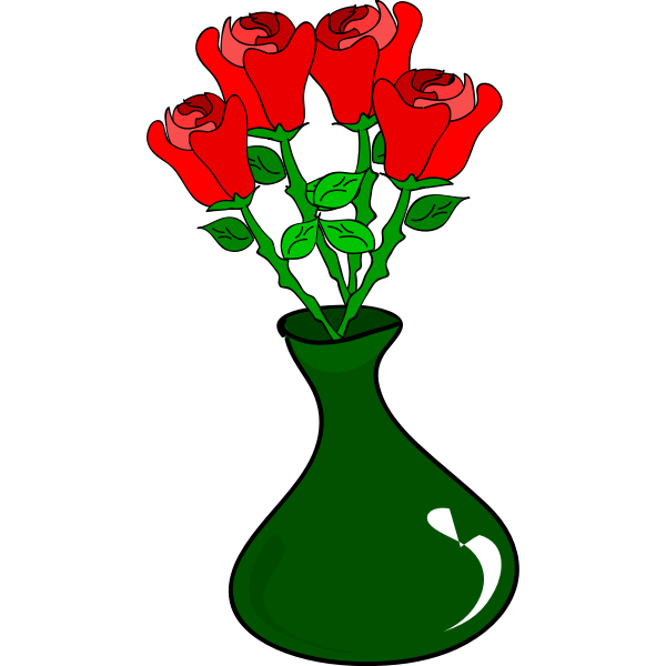 SVG Vector drawing of roses pot