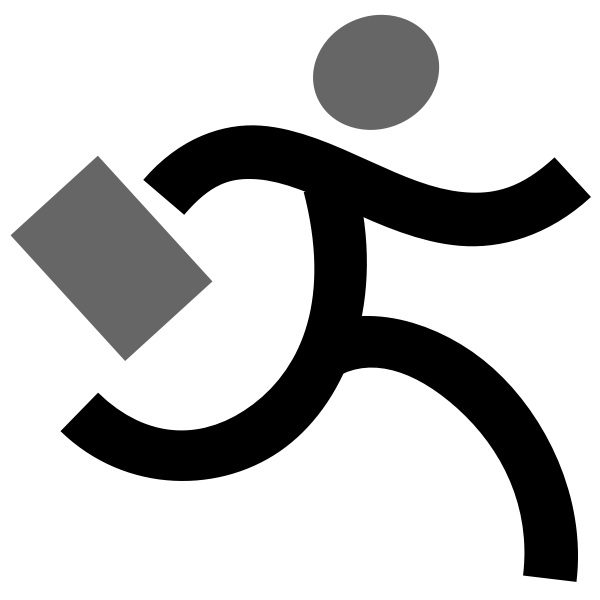 SVG Vector drawing of running businessman grayscale sign