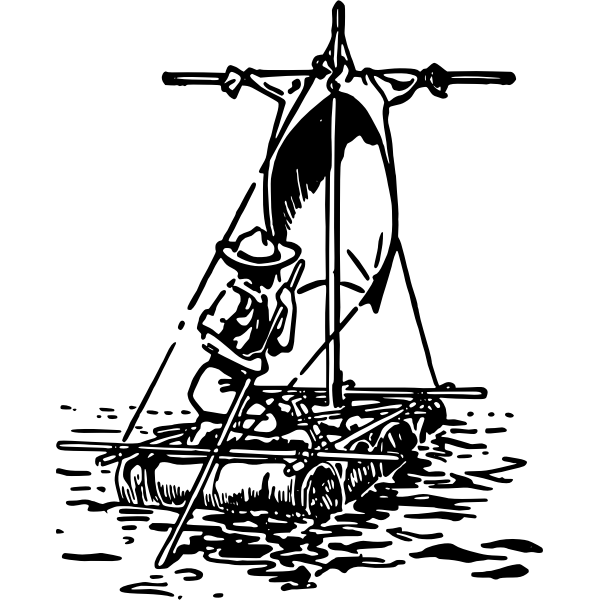 SVG Vector drawing of scout pioneering raft