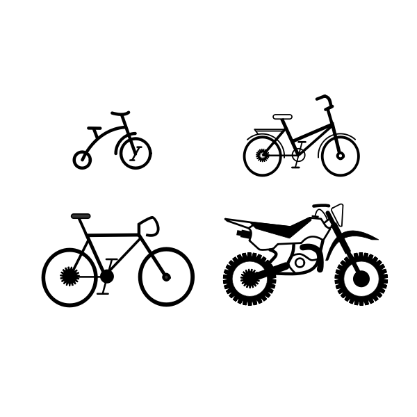 SVG Vector drawing of selection of bikes