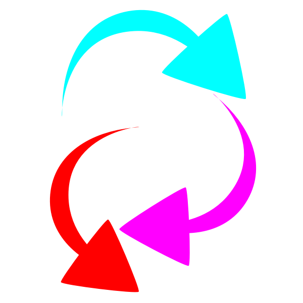 SVG Vector drawing of selection of curved color arrows