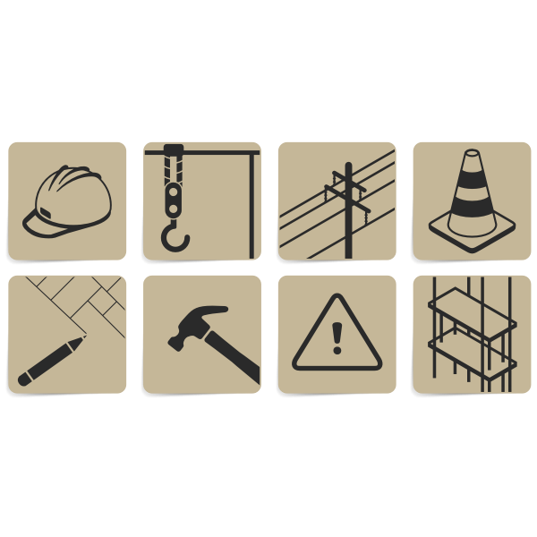SVG Vector drawing of set of construction site symbols