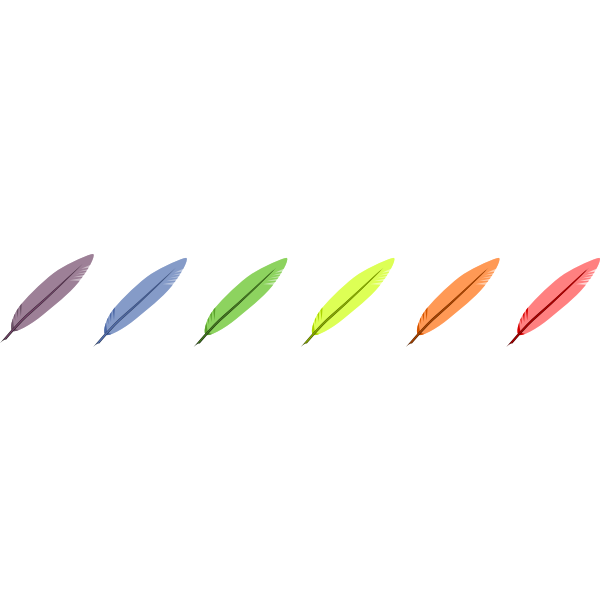 SVG Vector drawing of six colors feather selection