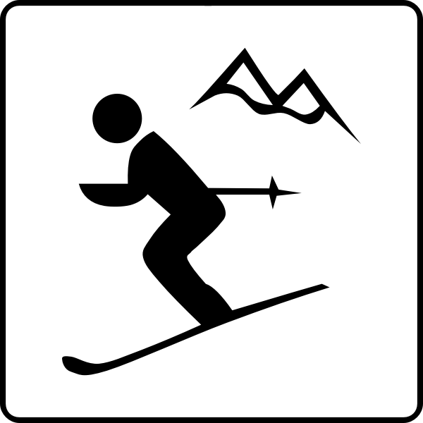 SVG Vector drawing of skiing facilities available sign