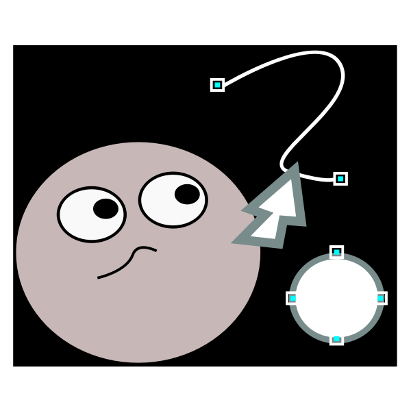 SVG Vector drawing of smiley face looking up to a wire