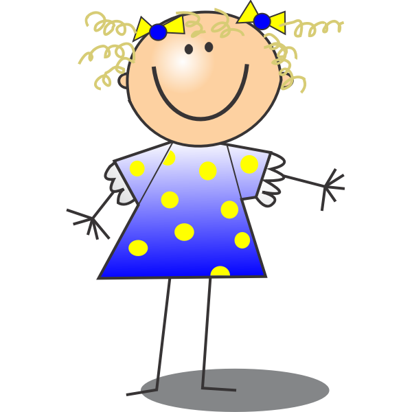 SVG Vector drawing of smiling female stick figure