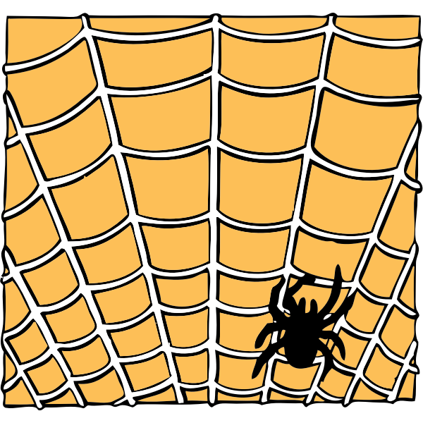 SVG Vector drawing of spider on a spider web