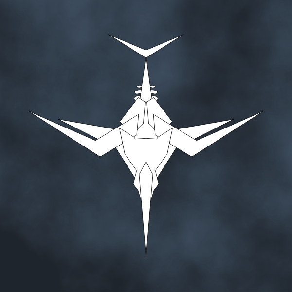 SVG Vector drawing of spiky aircraft on black background