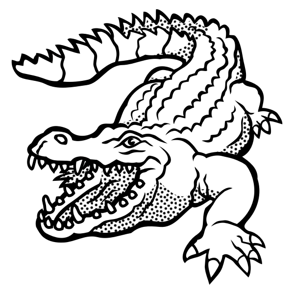 SVG Vector drawing of spotty crocodile line art
