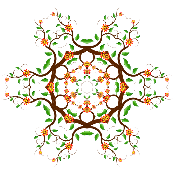 SVG Vector drawing of star-shaped color floral design